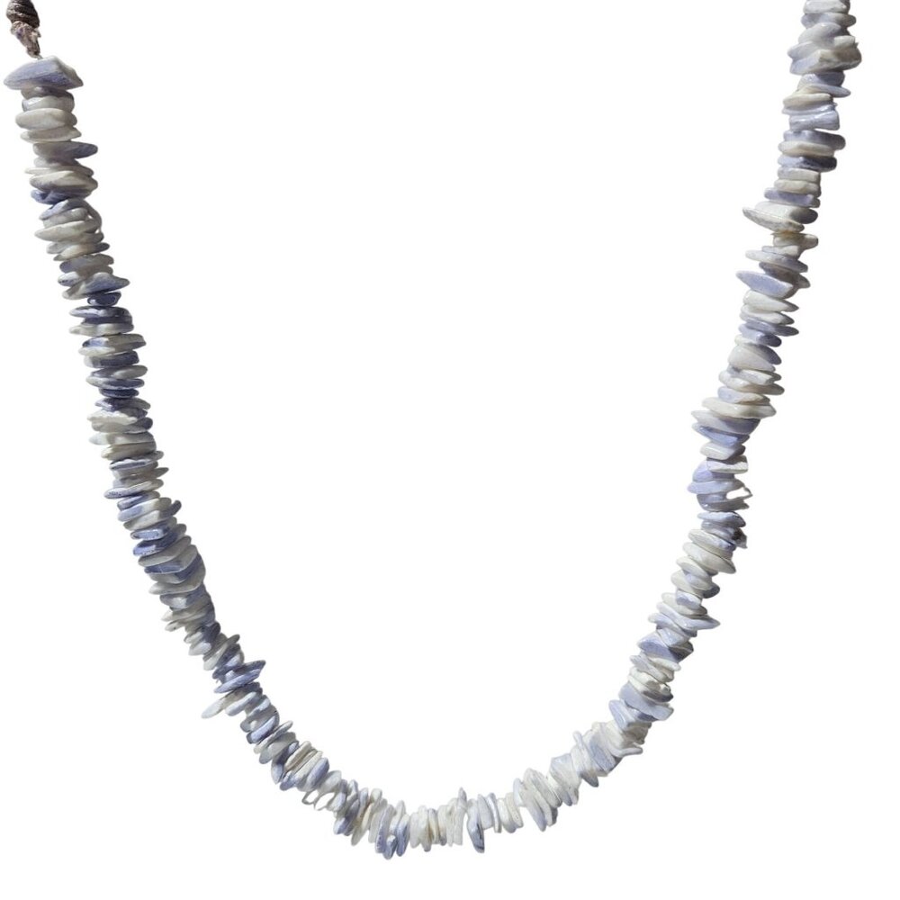Vintage Boho White Lavender Shell Bead Necklace Beach Core Fashion Jewelry Women